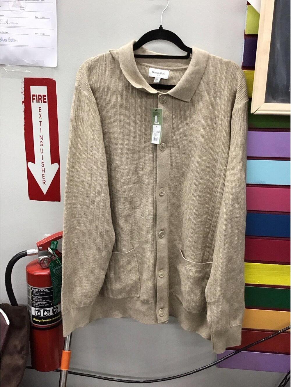 Goodfellow & co men’s collared button down cardigan XL oatmeal new target